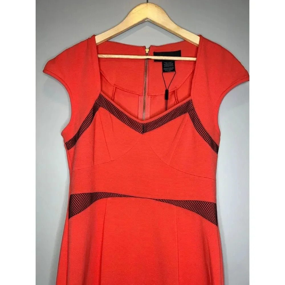 Kardashian Kollection mesh cutout bustier dress bandage midi coral size Large - Picture 4 of 7